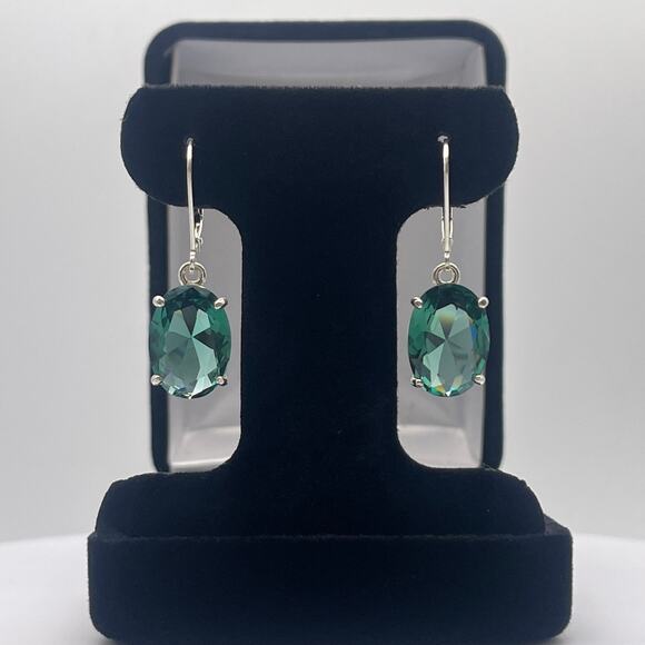 Gorgeous 8ctw Oval Cut Green Quartz Earrings - Picture 1 of 6
